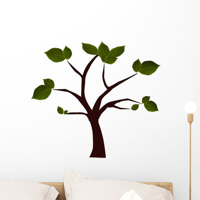 Tree with Green Leaves Wall Decal shown on a wall