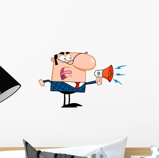 Excited Business Manager Speaking Wall Decal