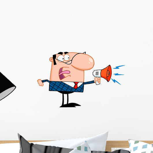 Excited Business Manager Speaking Wall Decal