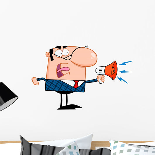 Excited Business Manager Speaking Wall Decal