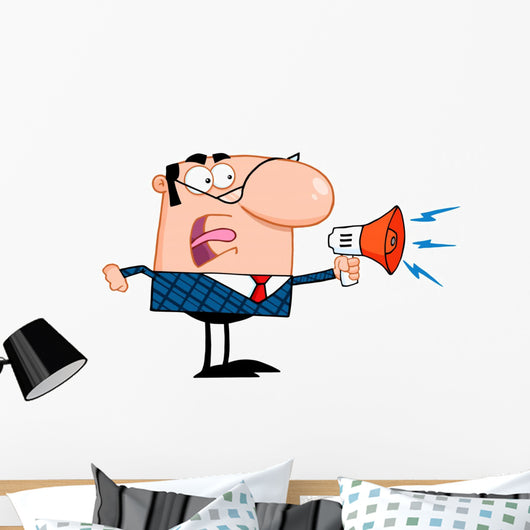 Excited Business Manager Speaking Wall Decal
