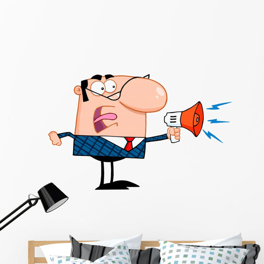 Excited Business Manager Speaking Wall Decal