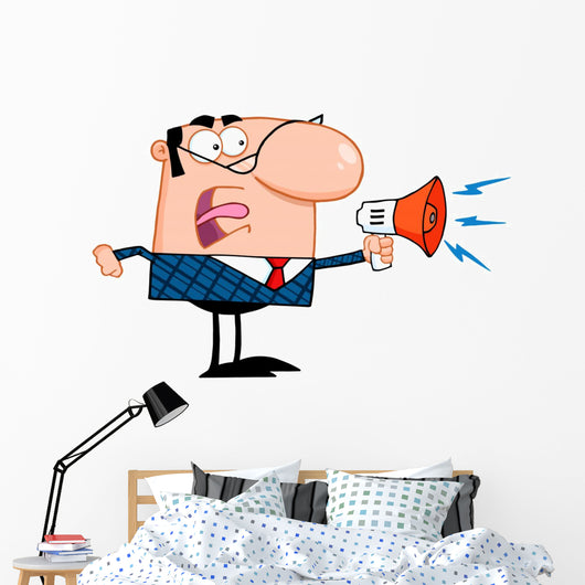 Excited Business Manager Speaking Wall Decal