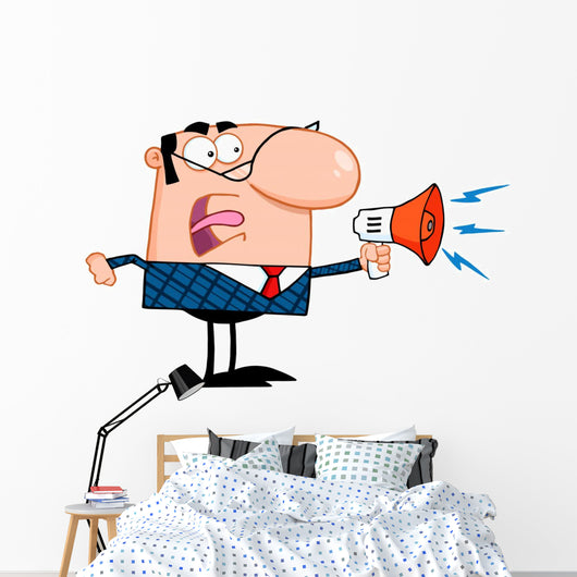 Excited Business Manager Speaking Wall Decal