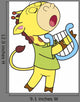 Cartoon Giraffe Playing Harp