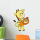 Cartoon Giraffe Playing French Wall Decal