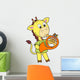 Cartoon Giraffe Playing French Wall Decal