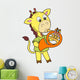 Cartoon Giraffe Playing French Wall Decal