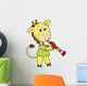 Cartoon Giraffe Playing a Clarinet Wall Decal