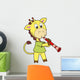Cartoon Giraffe Playing a Clarinet Wall Decal