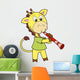 Cartoon Giraffe Playing a Clarinet Wall Decal