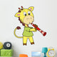 Cartoon Giraffe Playing a Clarinet Wall Decal