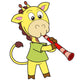 Cartoon Giraffe Playing a Clarinet Wall Decal