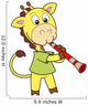 Cartoon Giraffe Playing a Clarinet Wall Decal