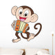 Cartoon Monkey Playing Accordion Wall Decal