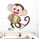Cartoon Monkey Playing Accordion Wall Decal