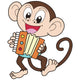 Cartoon Monkey Playing Accordion Wall Decal