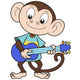 Cartoon Monkey Playing Guitar Wall Decal