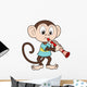 Cartoon Monkey Playing Clarinet Wall Decal