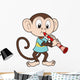 Cartoon Monkey Playing Clarinet Wall Decal