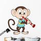 Cartoon Monkey Playing Clarinet Wall Decal