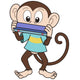 Cartoon Monkey Playing a Harmonica Wall Decal