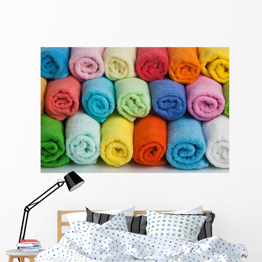 Set Colored Towels White Wall Decal