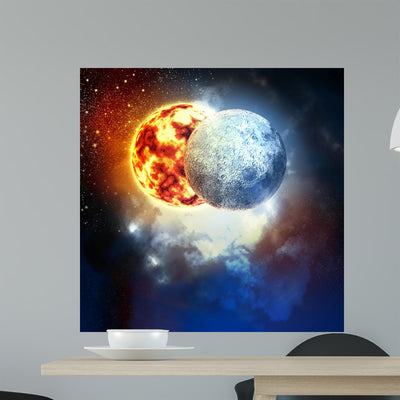 Image Planets Space Wall Mural shown on a wall