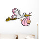The stork brings a girl - vector and exempted Wall Decal