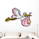 The stork brings a girl - vector and exempted Wall Decal