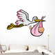 The stork brings a girl - vector and exempted Wall Decal