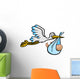 The Stork brings a boy - vector and Wall Decal