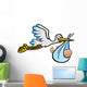 The Stork brings a boy - vector and Wall Decal