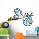 The Stork brings a boy - vector and Wall Decal