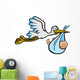 The Stork brings a boy - vector and Wall Decal