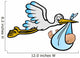 The Stork brings a boy - vector and Wall Decal