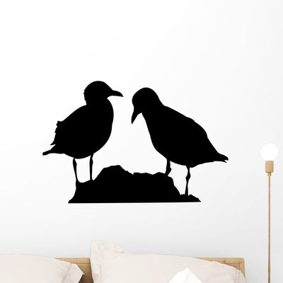 Seagull Silhouette Vector Wall Decal shown on a wall