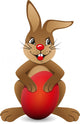 Brown bunny with red egg Wall Decal