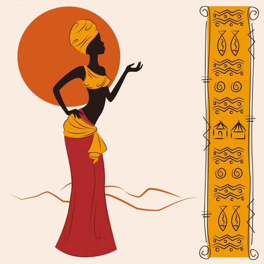 Beautiful African American woman and and ancient pattern Wall Mural
