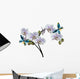 Light Orchid Flowers and Two Blue Butterflies Wall Decal