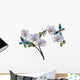 Light Orchid Flowers and Two Blue Butterflies Wall Decal