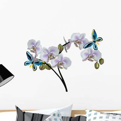 Light Orchid Flowers and Wall Decal shown on a wall