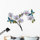 Light Orchid Flowers and Two Blue Butterflies Wall Decal