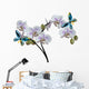 Light Orchid Flowers and Two Blue Butterflies Wall Decal