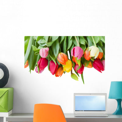 Spring Tulips Border Wall Decal shown on a wall
