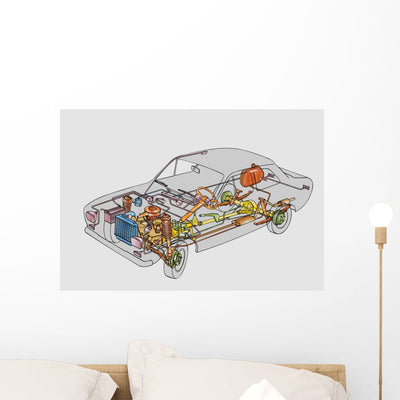 Car Wall Decal shown on a wall