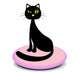 Elegant black cat sitting on a pink pillow Wall Decal