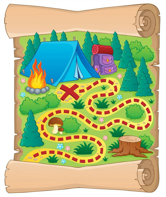 Camping Theme Map Image Wall Mural