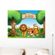 Monkey Lion and Tiger Wall Mural