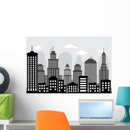 Cityscape (black & white) Wall Mural